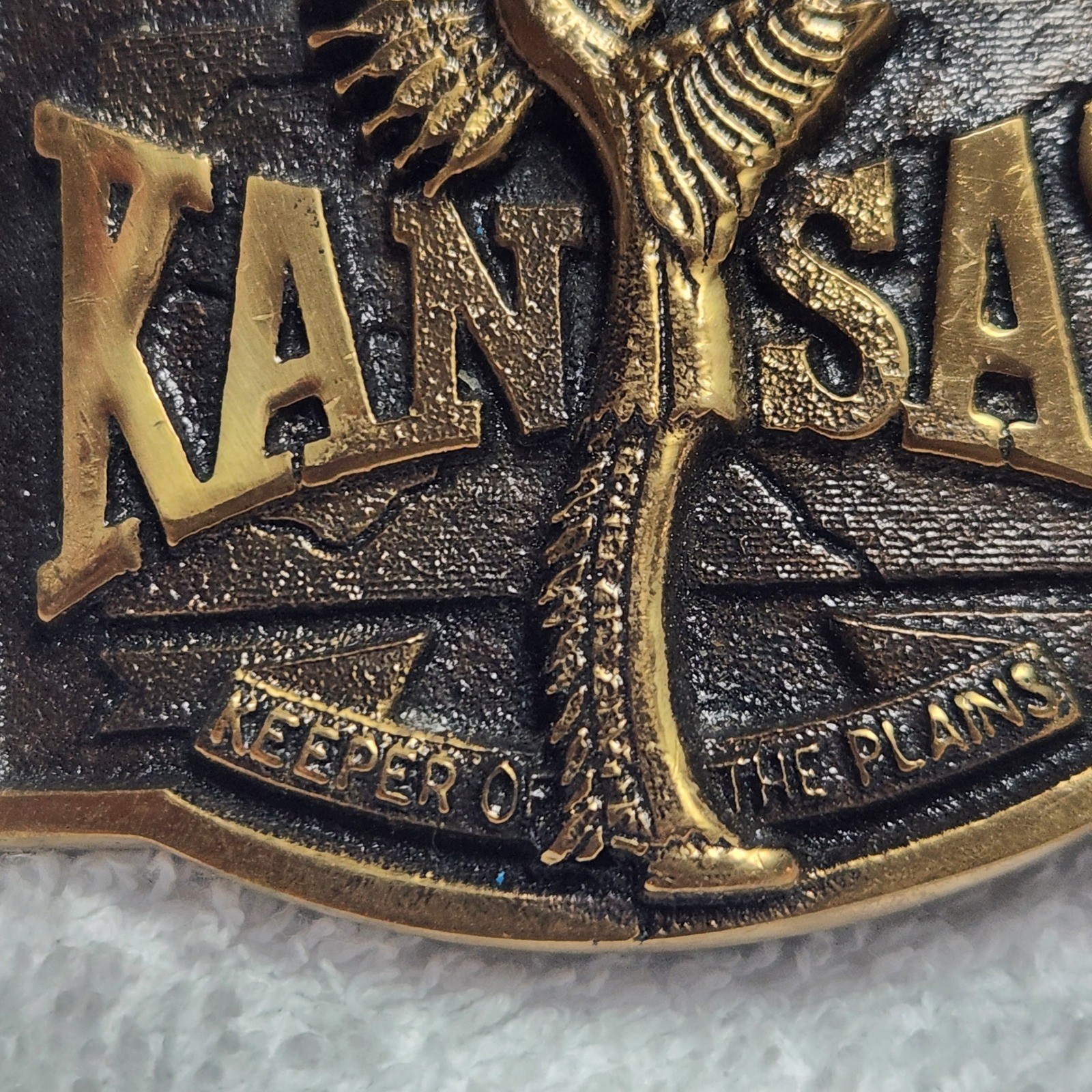 Kansas Keeper of the Plains Belt Buckle Bergamot Brass Works BB-0067 Vintage