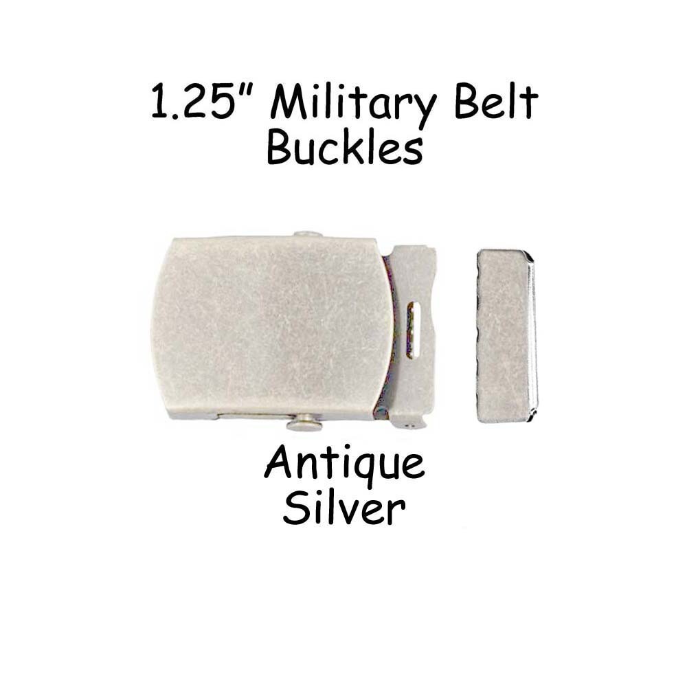 3 Military Belt Buckles and End Tips for 1.25 Inch (32 mm) Canvas Webbing Belts