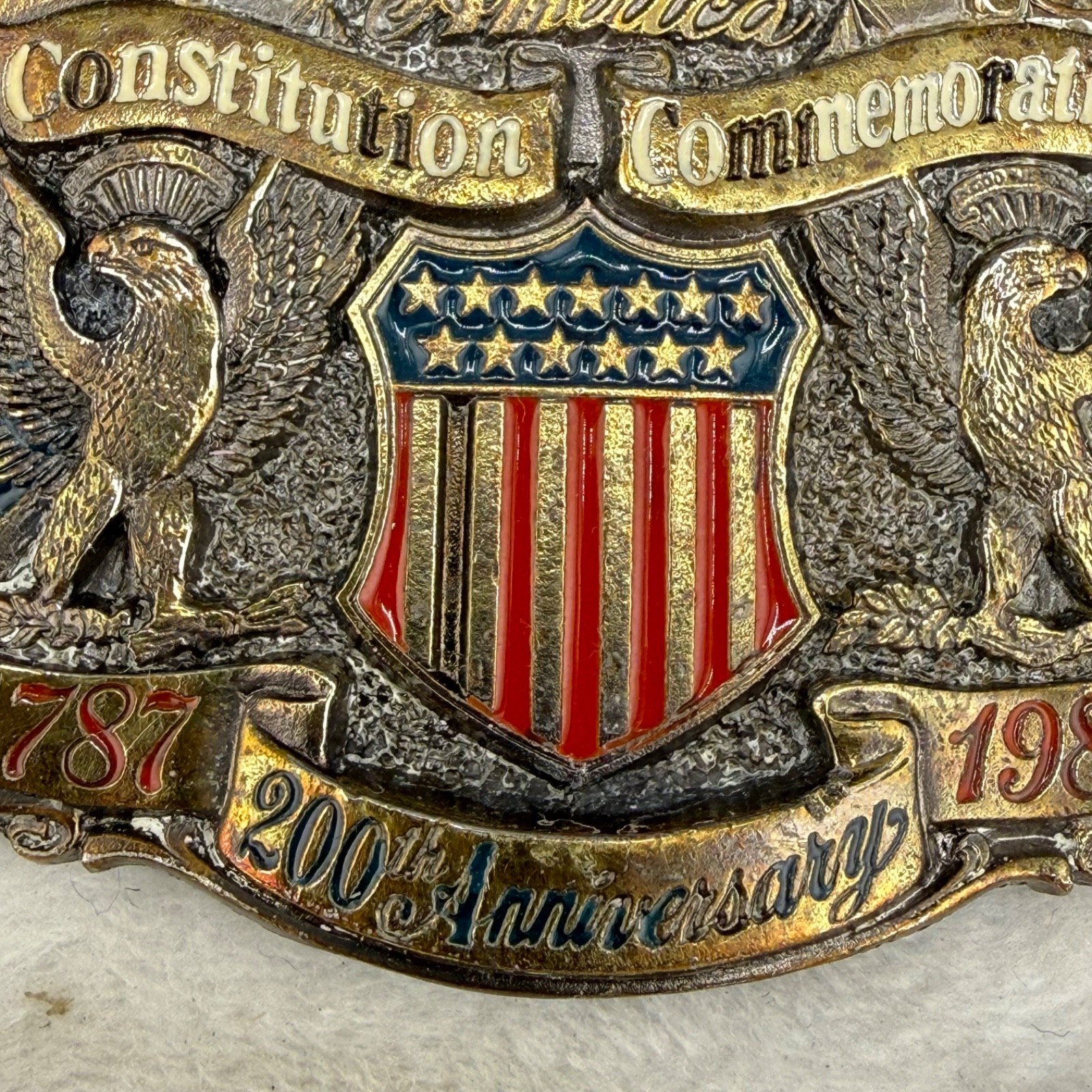 Vintage United States 200th Anniversary Belt Buckle 1787 1987