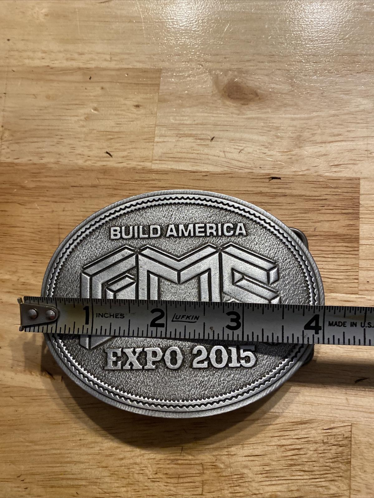 Build America Belt Buckle Metal Union Collector GIFT Construction Labor 4 INCH