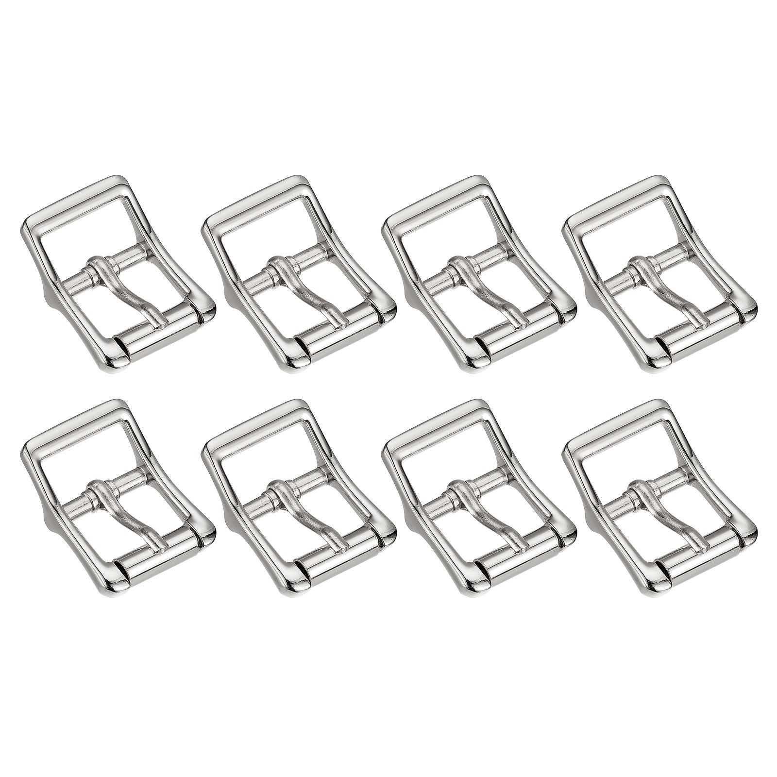 8Pcs 0.87&Prime; Single Prong Belt Buckle Square Center Bar Buckles for Belt Silver