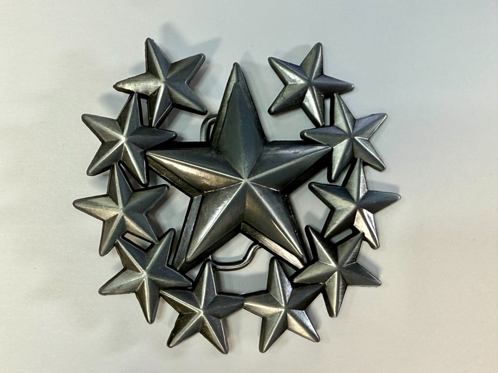 Eleven Five Pointed Star Cutout Silver Color Western Style LARGE Belt Buckle