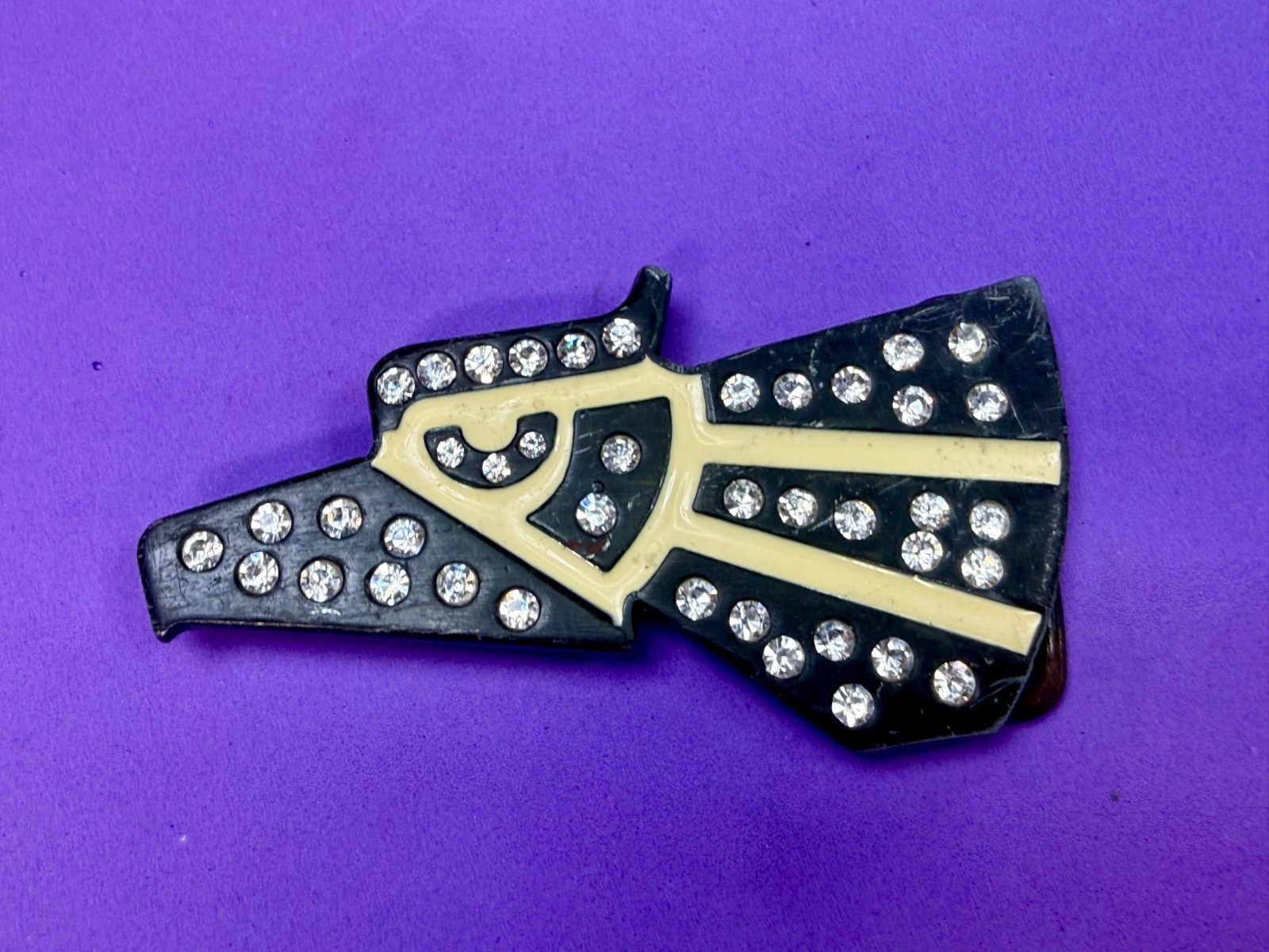 Mexico Eagle ? Pattern With Clear Rhinestone Accents Cutout Belt Buckle