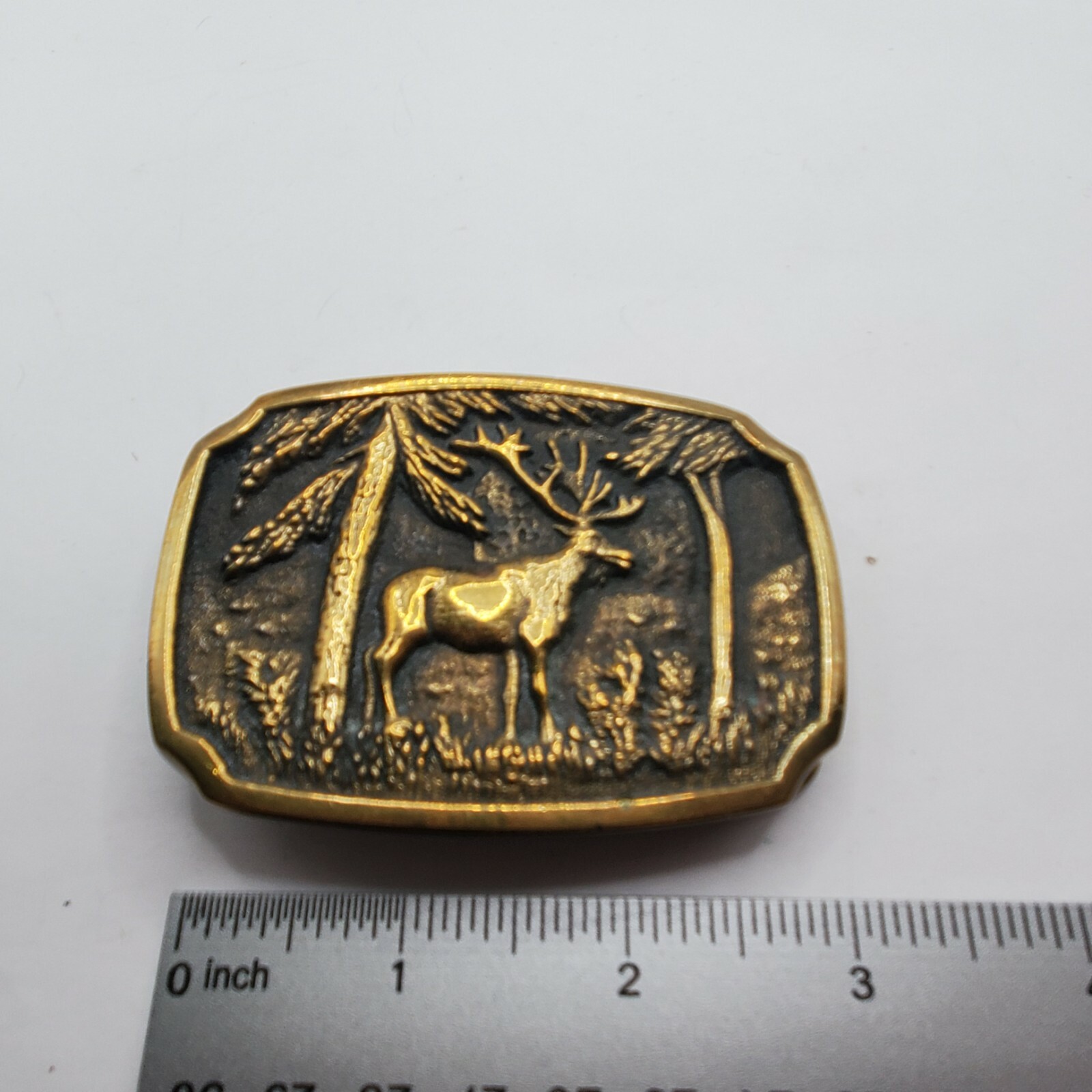 VINTAGE ELK BELT BUCKLE SOLID BRASS COLLECTIBLE HUNTING SPORTSMANSHIP BUCKLE