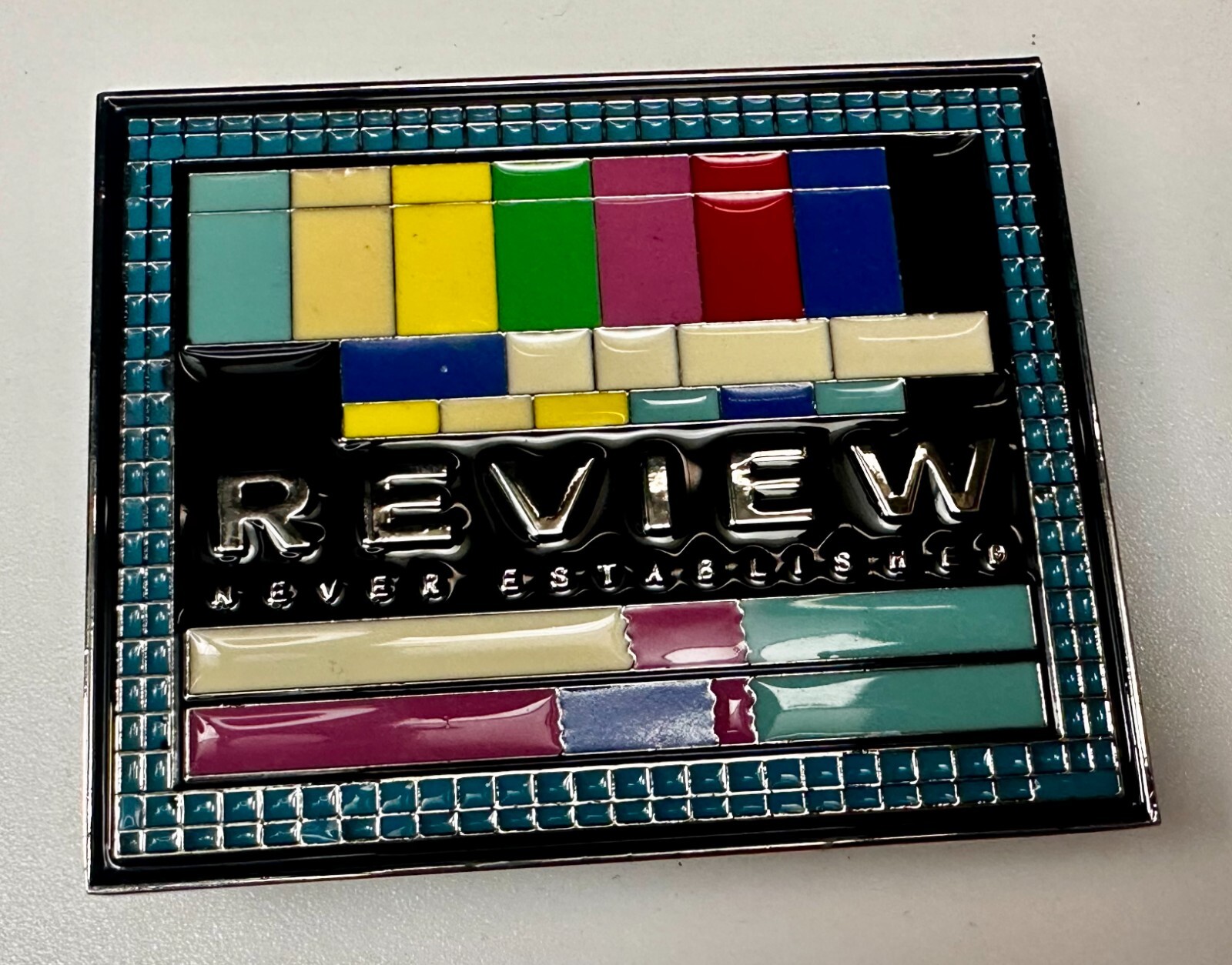 Review Never Established Multi-Colored Enameled TV Bars? Statement Belt Buckle