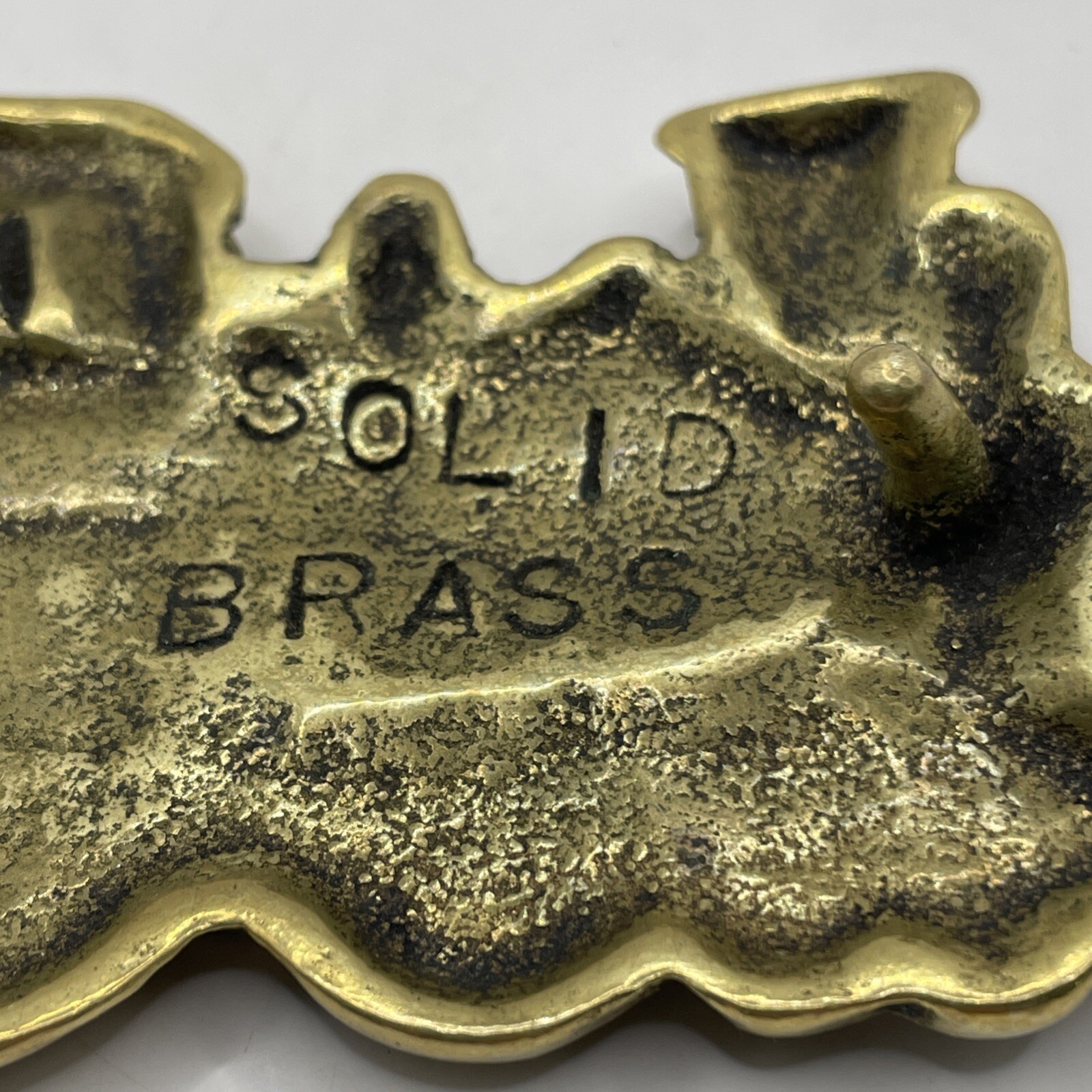 VINTAGE Solid Brass Train Belt Buckle Locomotive Engine Steam
