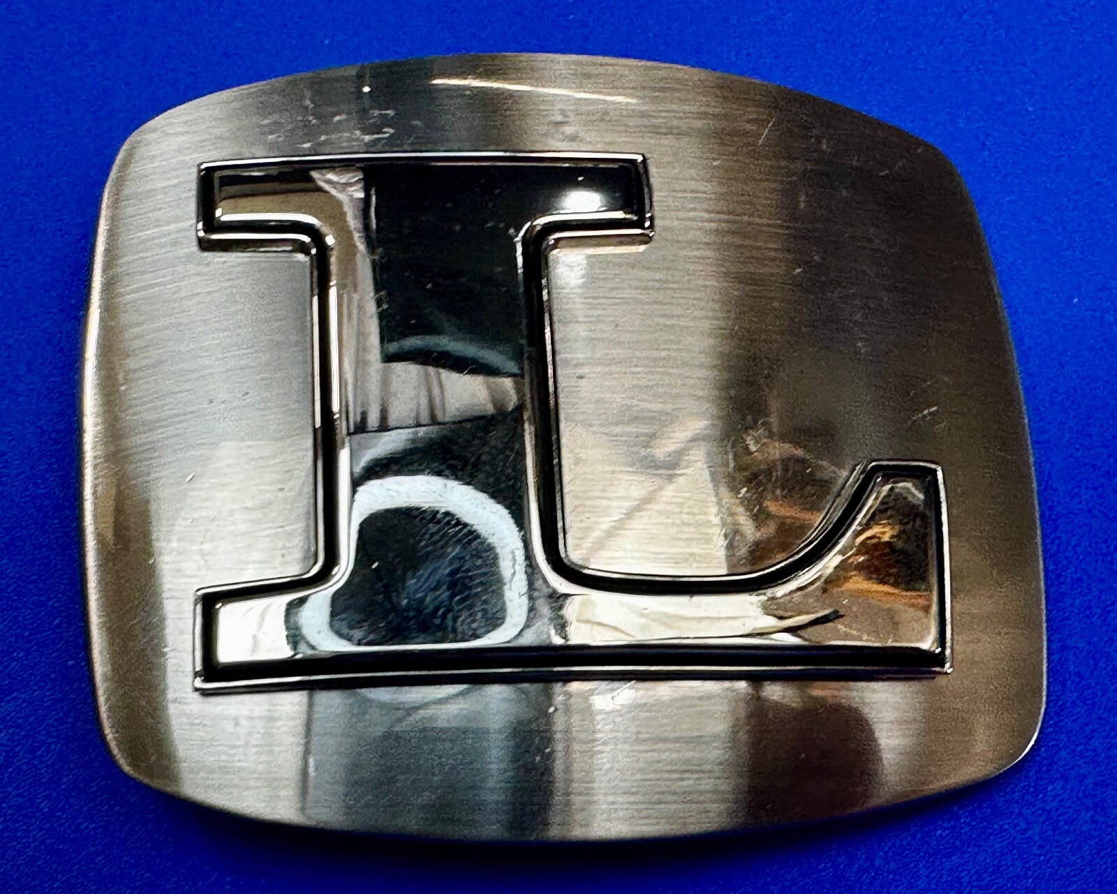 Custom Initial Letter L Silver Tone Outlined Reflective Men Women Belt Buckle
