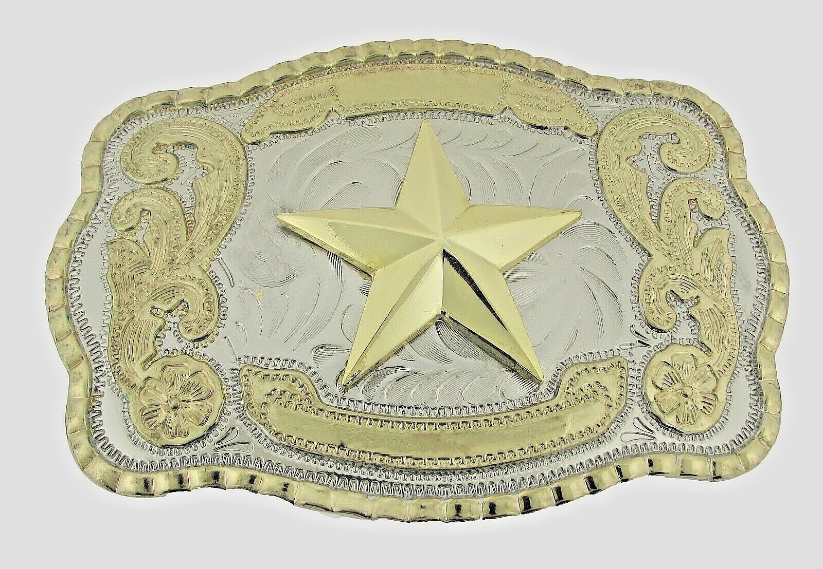 Vintage Lone Star Belt Buckle Texas Cowboy Gold Silver Metal Western Rodeo Men