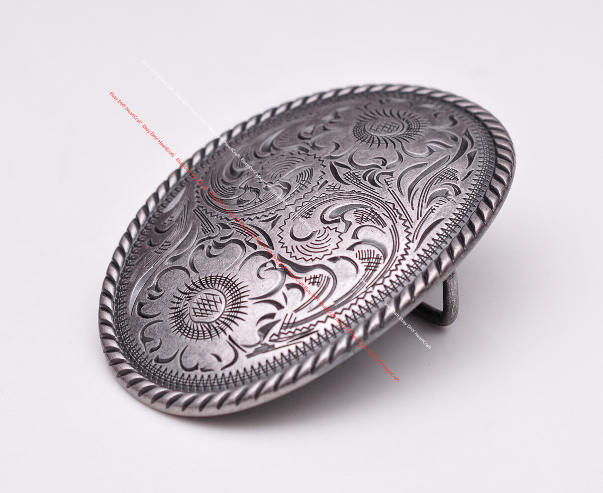 51MM Vintage Silver Cowboy Ranger Floral Carved Western Belt Buckle fit 2&Prime; Strap