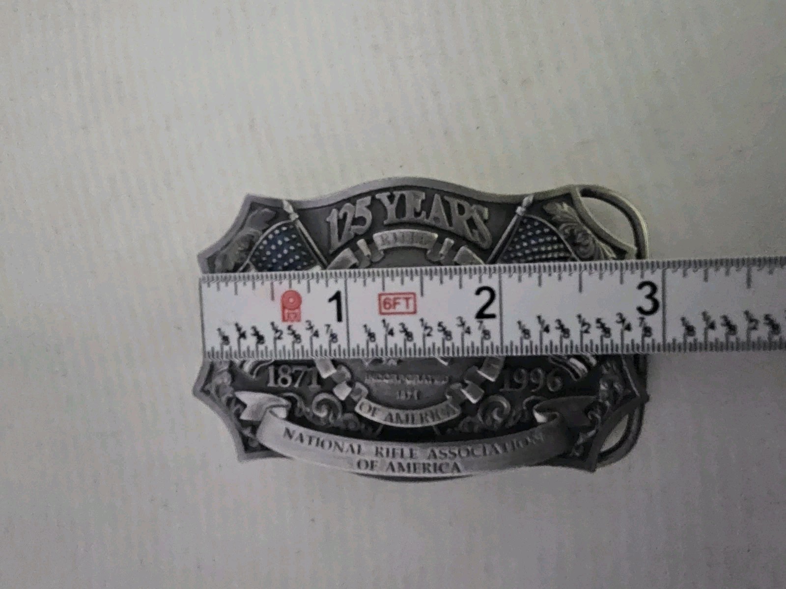 Vintage 1996 NRA National Rifle Association America 125 Years Belt Buckle Pewter