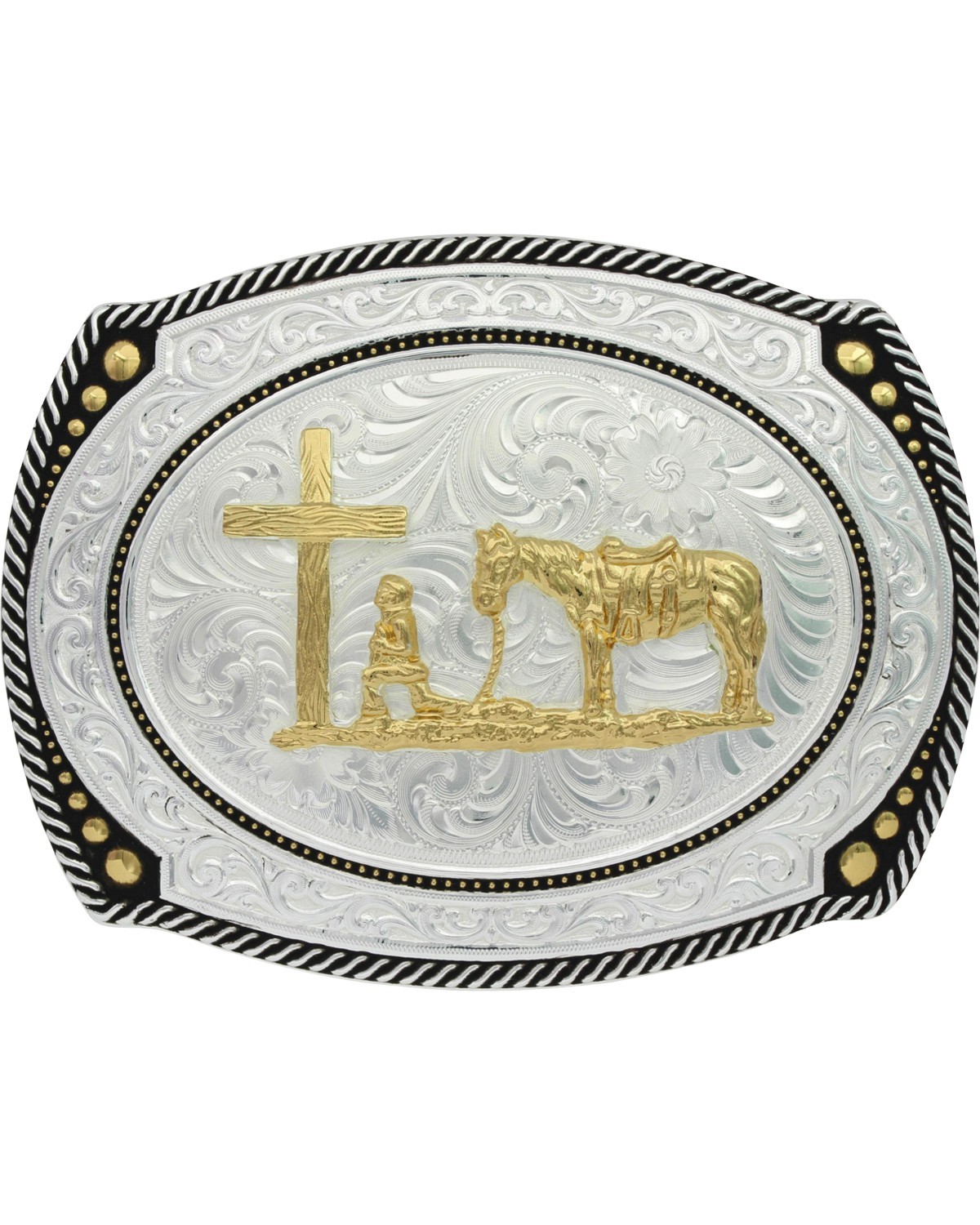 Montana Silversmiths Men&rsquo;s Men'S Large Roped Christian Cowboy Belt Buckle –