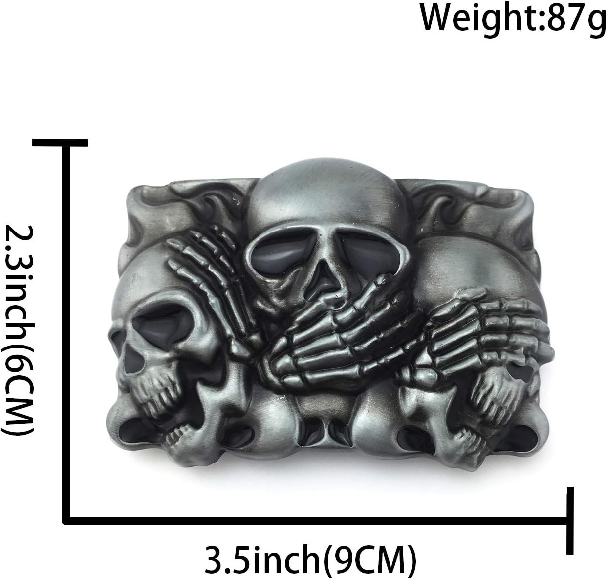Skull Head Belt Buckle for Mens Western Cowboy