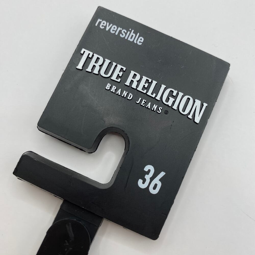True Religion Reversible Buckle Belt Men Size 36 Black Brown Classic Preppy NWT