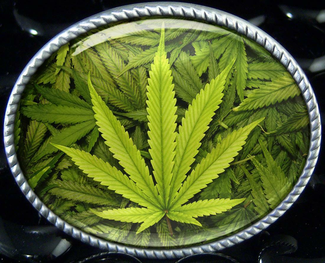 Marijuana Belt Buckle – High Times Weed Pot Leaf Handmade Accessory Gift – 730