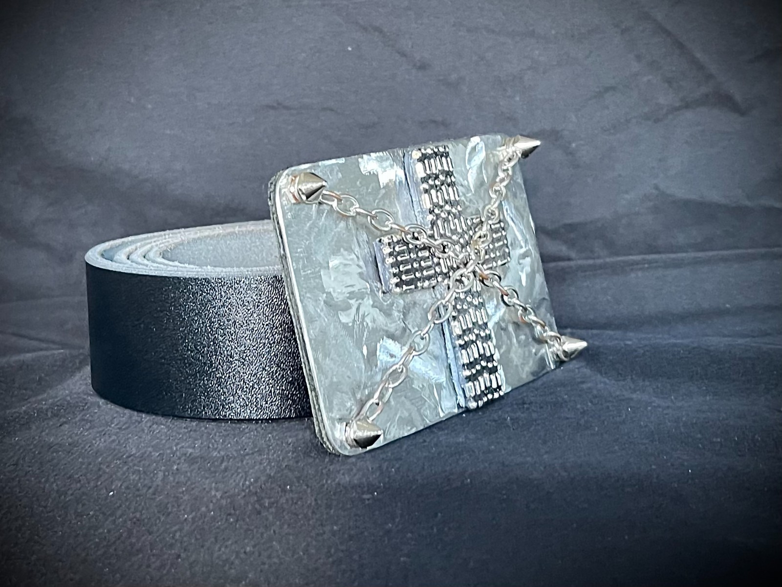 “Marked by the Cross” Belt Buckle Gothic Industrial Cross OOAK Darren McNeese