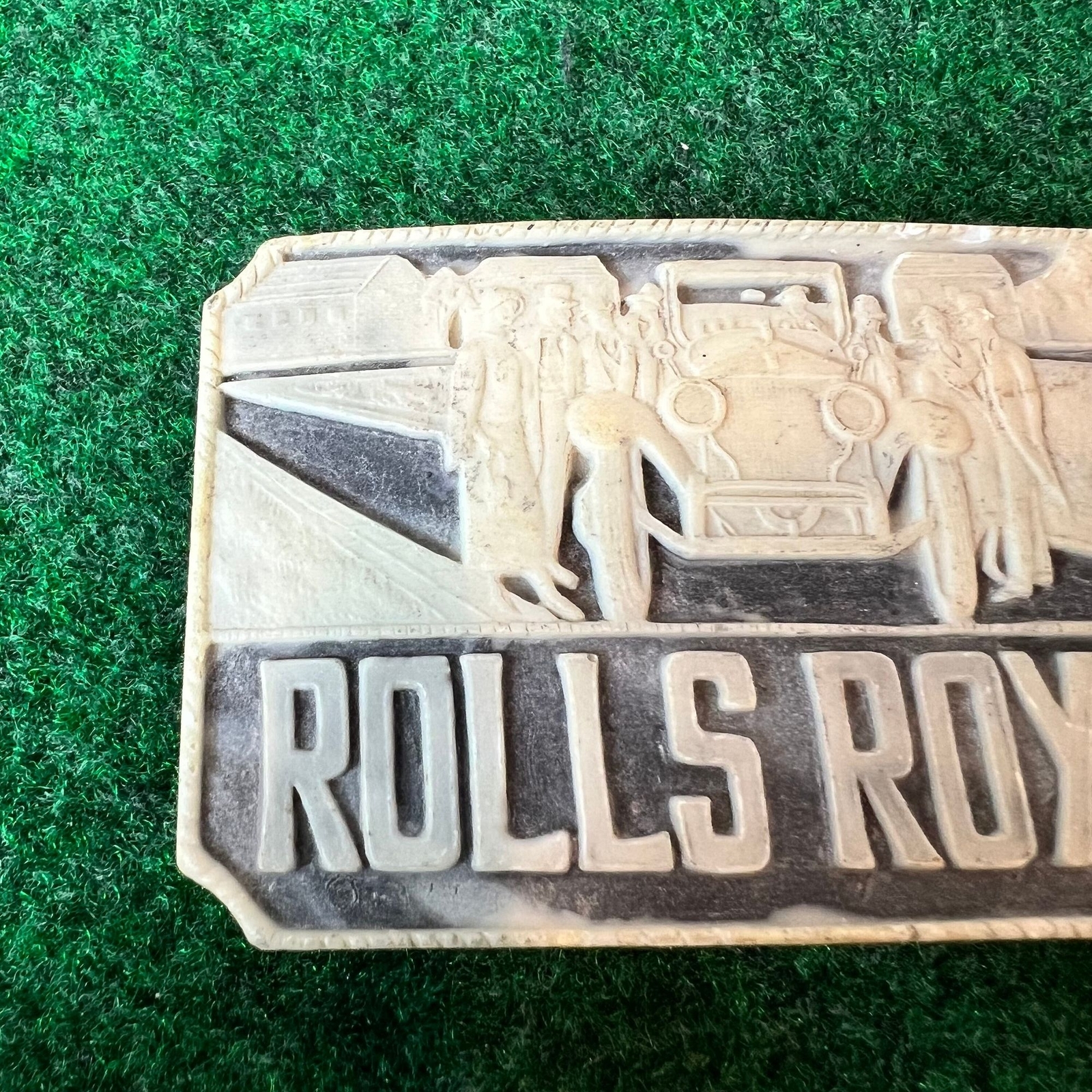 Vintage Rolls Royce Faux Marble Automative Auto Belt Buckle