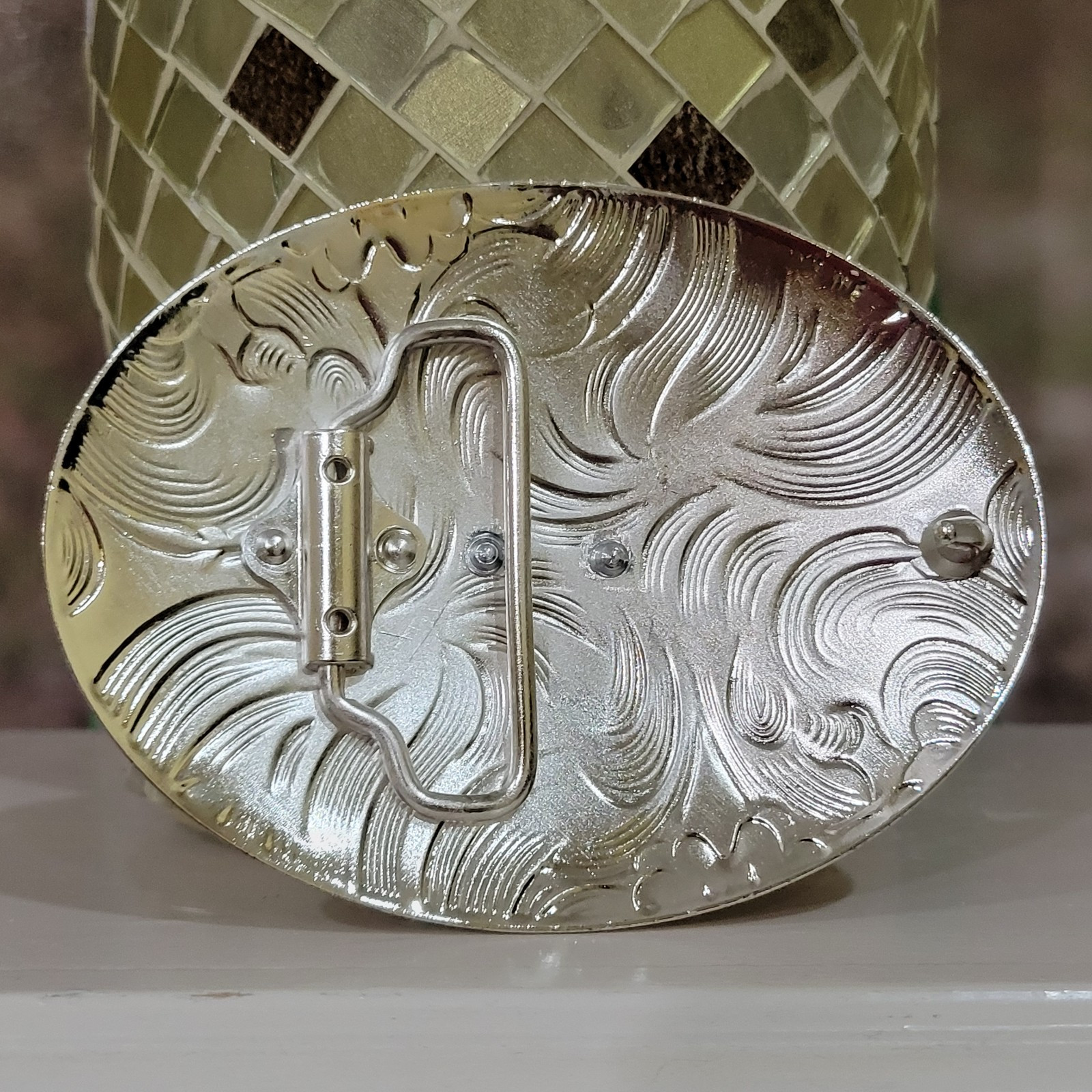 Centenario Cowboy Belt Buckle Western Hebilla Rodeo Silver Rosetone Coin Oval