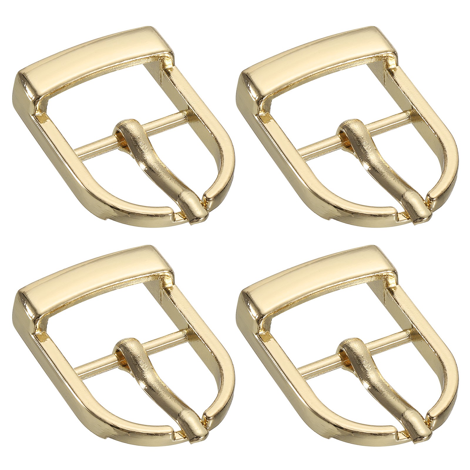 4Pcs 0.67&Prime; Single Prong Belt Buckle Oval Center Bar Buckles for Belt, Gold