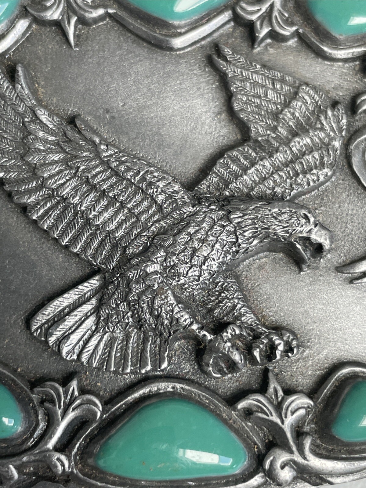 Arroyo Grande Belt Buckle 1992 Southwest Style Eagle Turquoise Colored Stones
