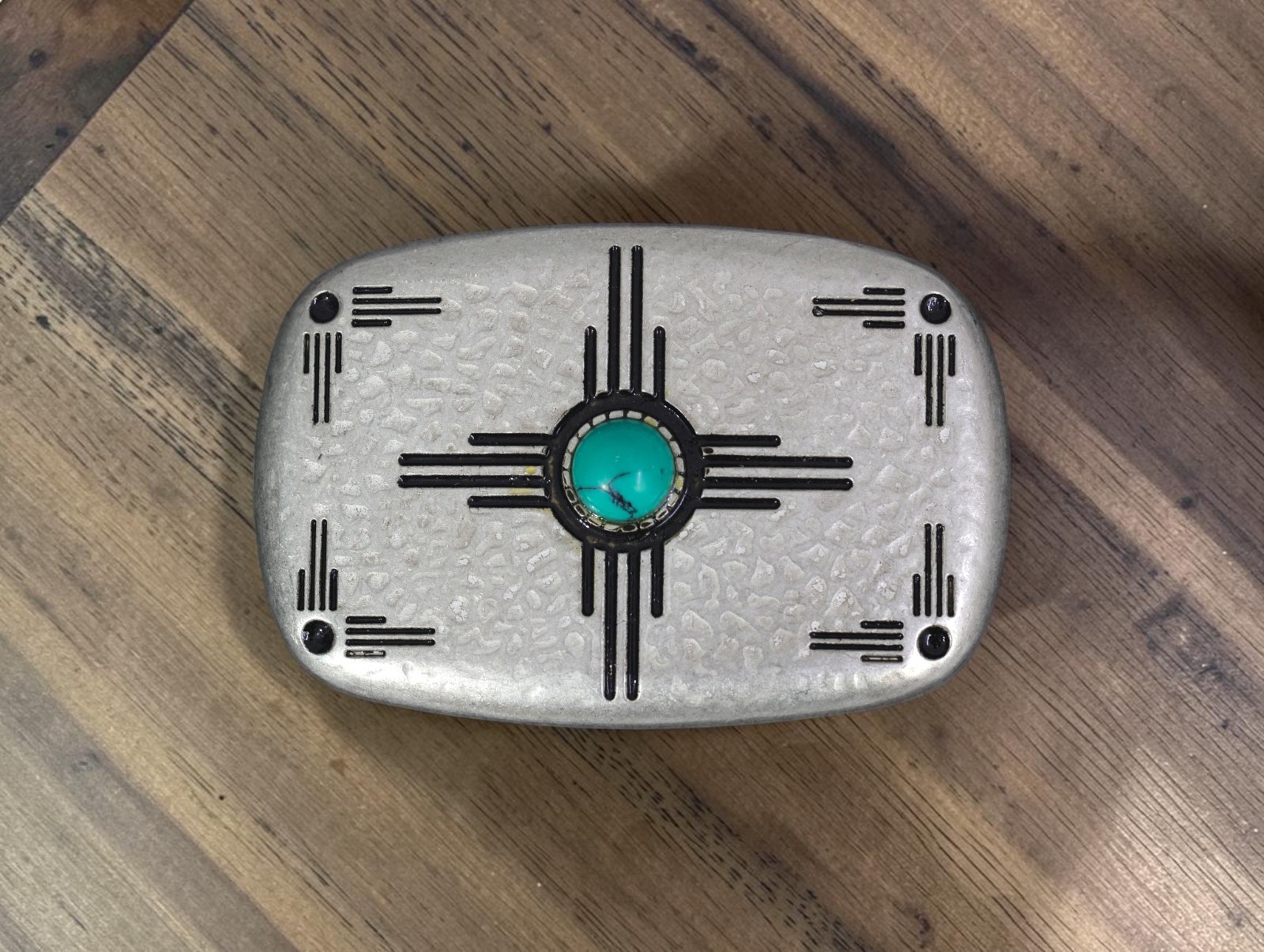 Western Belt Buckle With Handmade Leather Strap| Turquoise Buckle For Men