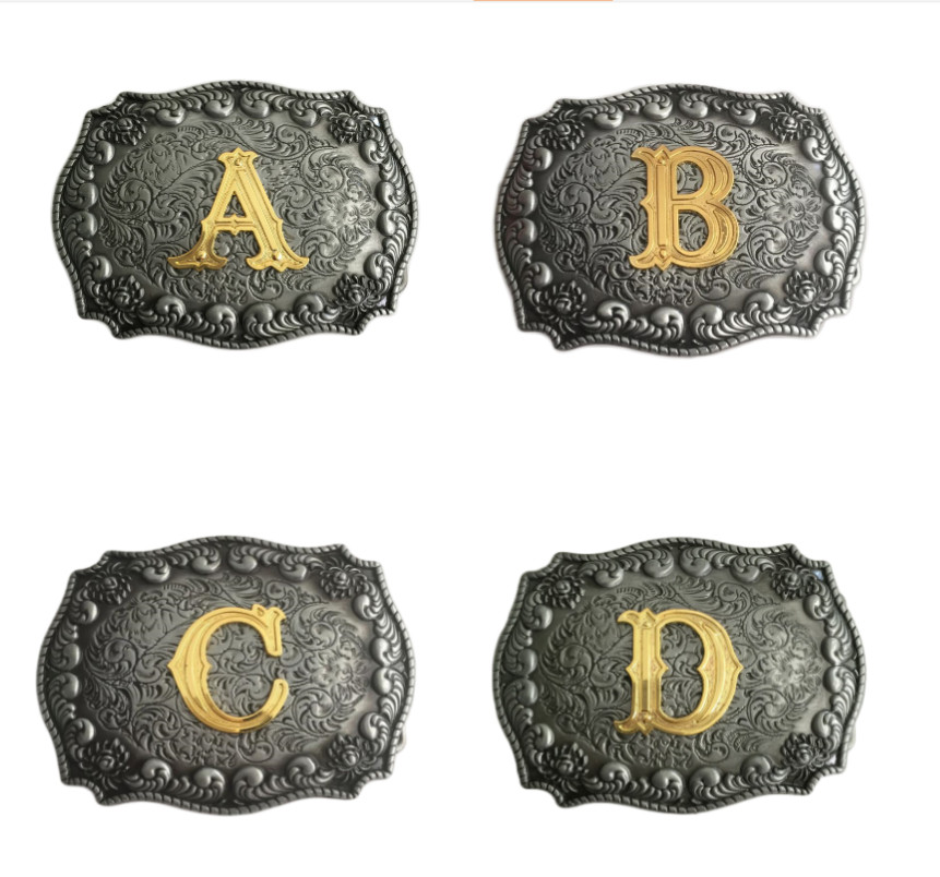 Belt Buckle With Initial Men Vintage Letters Rodeo Western Cowboy Alphabet USA