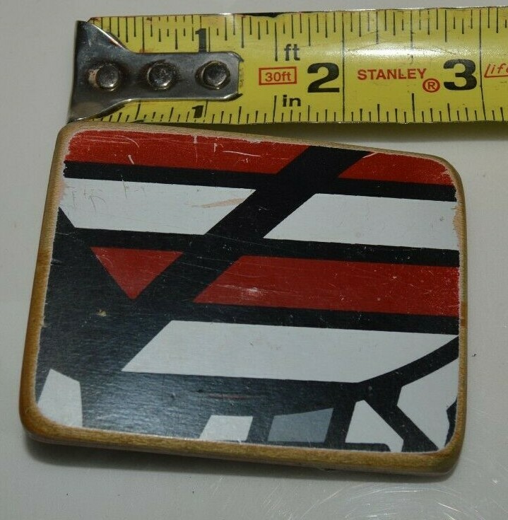 Wooden Handmade Red Black White Skateboard Deck Recycled Skater Belt Buckle