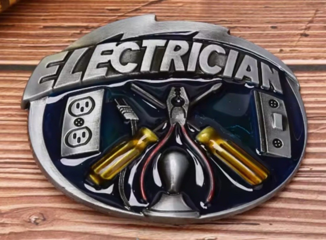 New silver Electrician tool tools Belt Buckle 1.5 in Metal More Trades Available