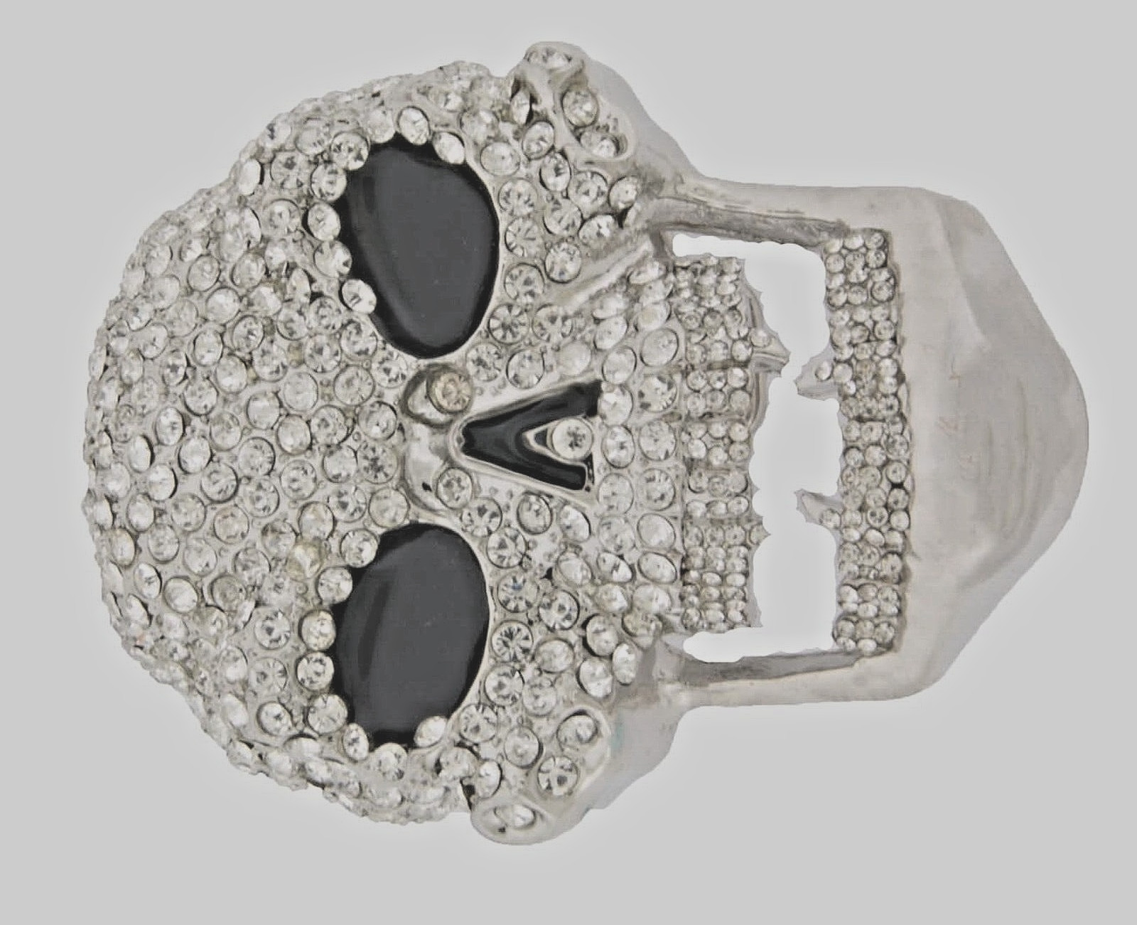 Skull Belt Buckles Men Women Rhinestones Skeleton Vintage Silver Metal Pirate