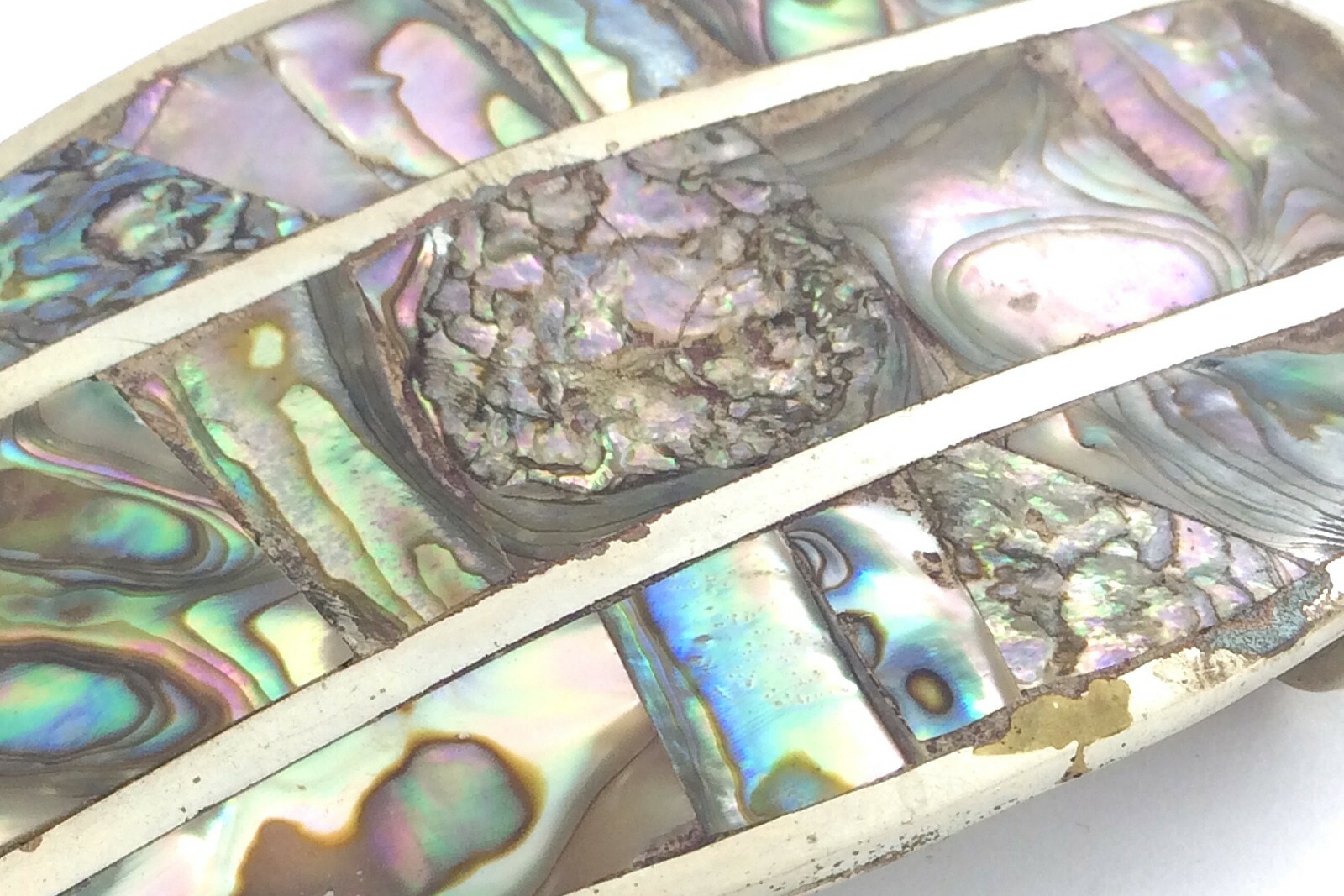Alpaca Abalone Large Belt Buckle Unisex Mexico Size 3.5 inches 43g L104
