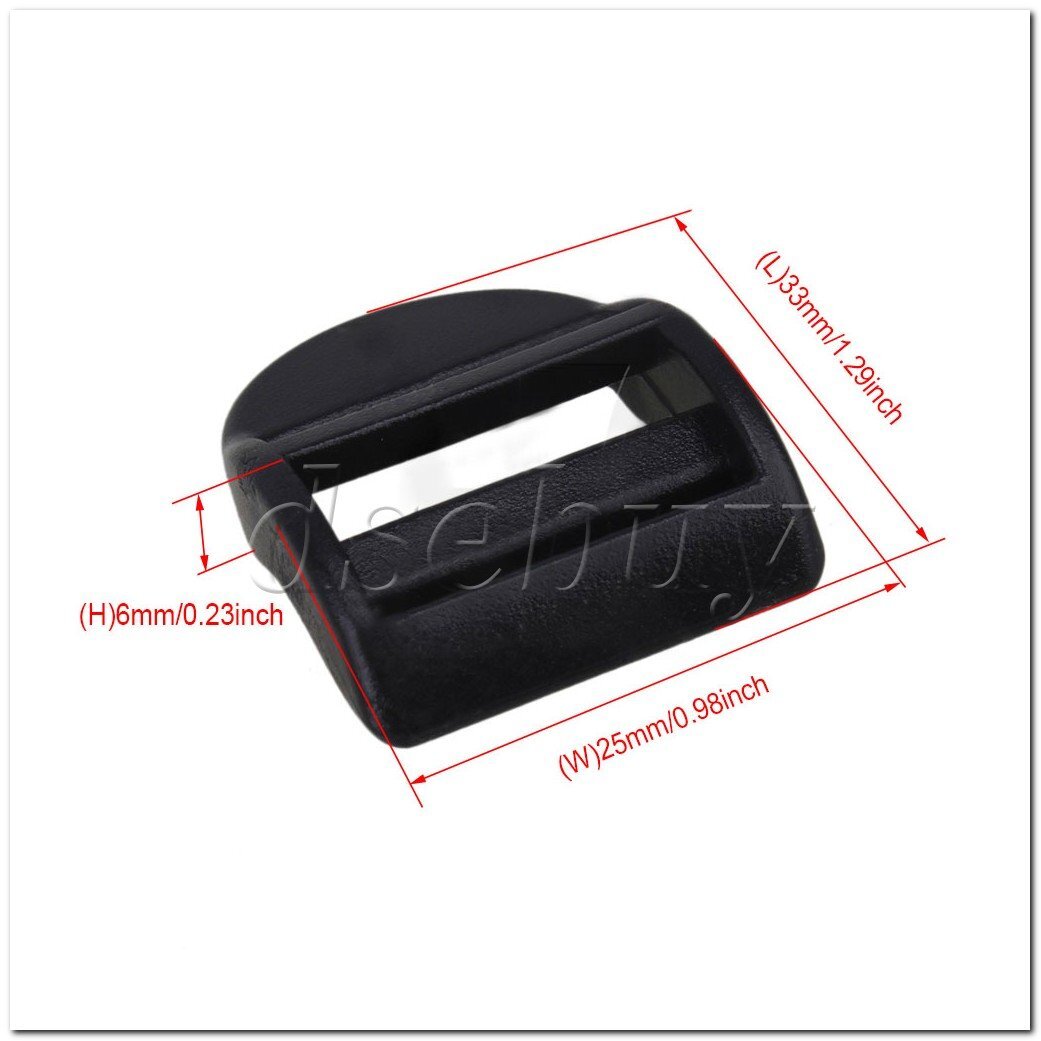 20pcs Plastic Slider Buckles Backpack Straps Webbing 20mm Black