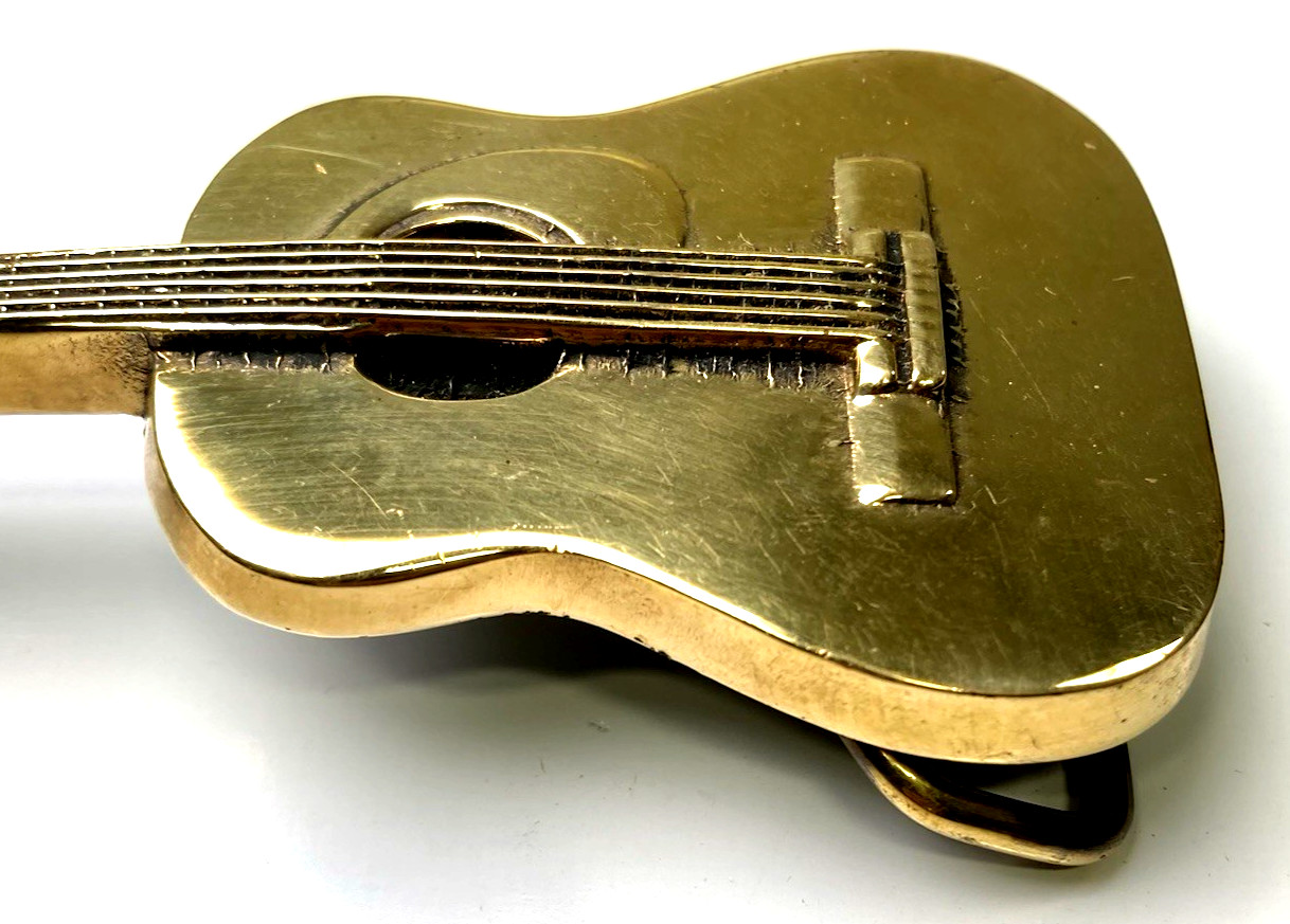 Vintage 1978, Solid Brass, Baron Belt Buckle Country Western Guitar, Free Ship