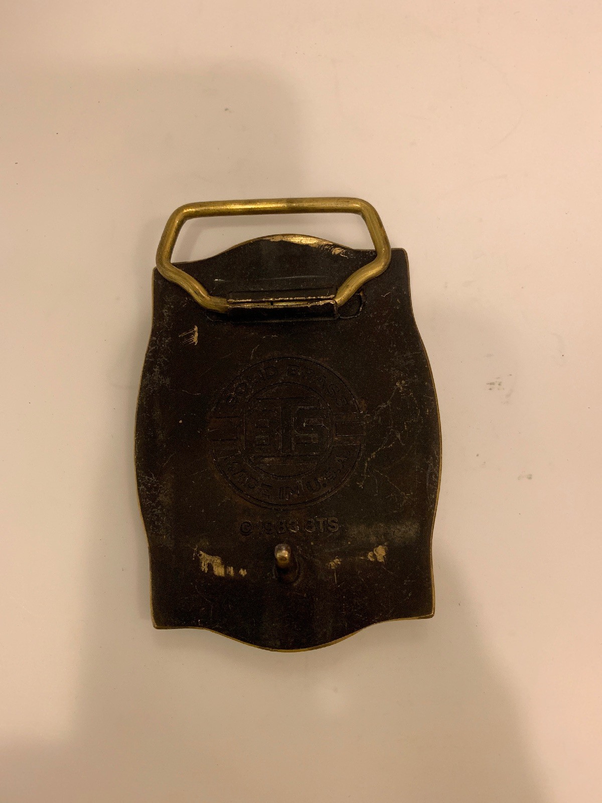 Solid Brass Locomotive Train belt Buckle 1983