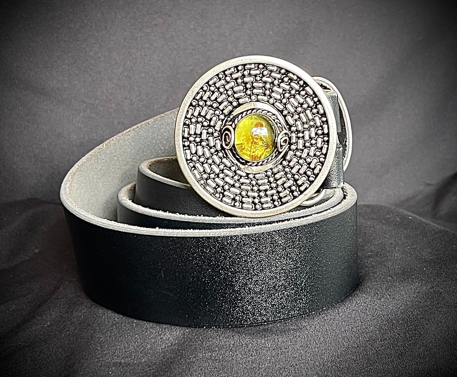 Green Peruvian Stone Silver Ring Belt Buckle Archive OOAK Darren McNeese