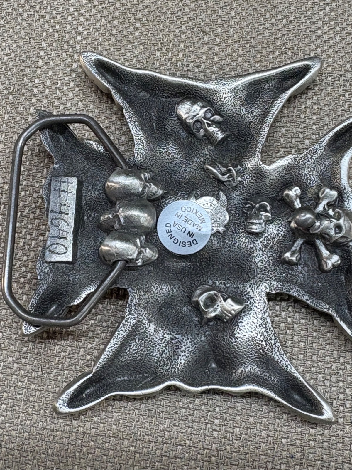 Skull & Cross Belt Buckle # 4640 Great American Products Texas Skulls