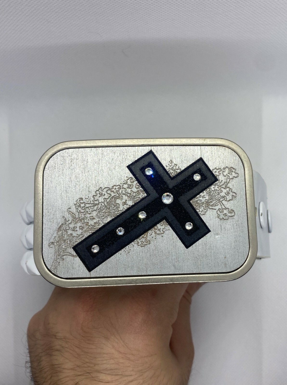 Pair of Belts with 1 Belt Buckle (Skull, Spikes, Cross, Black and White)