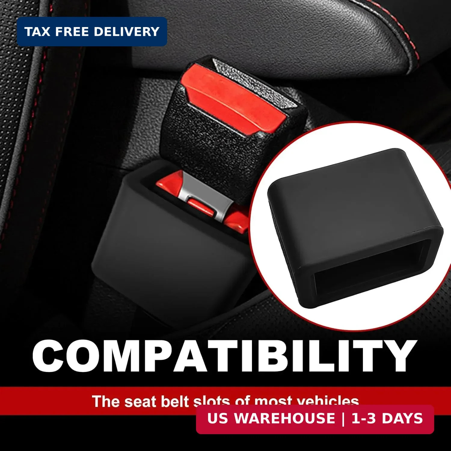 2-Pack Silicone Safety Belt Buckle Holder & Booster | Non-Slip Buckle Fixer for