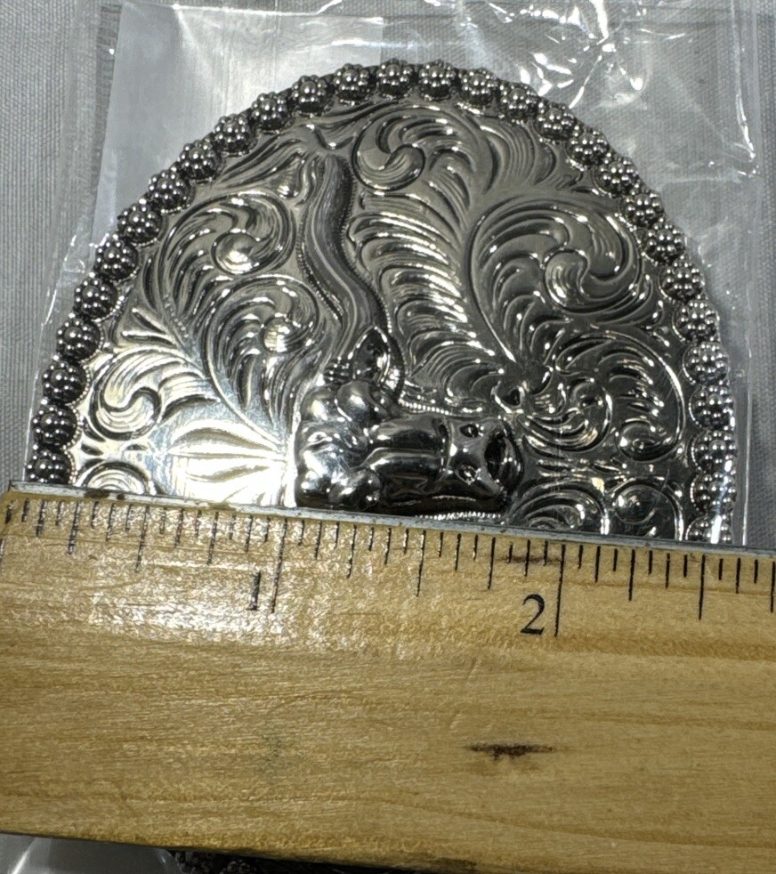 SILVER (IN COLOR) BULL SKULL WESTERN RODEO Metal Belt Buckle 3 1/8 inch