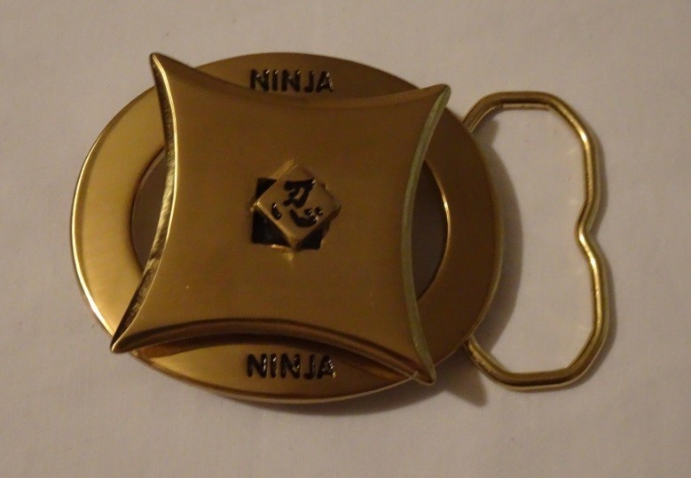 Vintage 1970s Ninja Star (removable) Solid Brass Belt Buckle