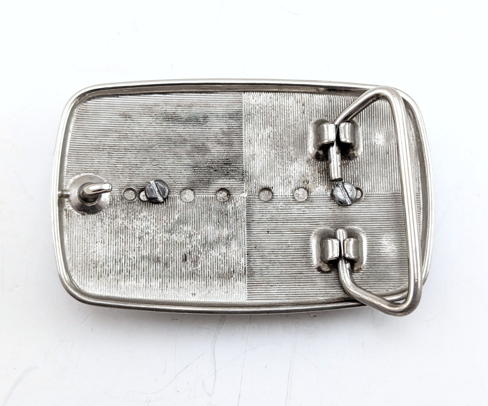 1970s-1980s Vintage Western Belt Buckle with Snowflake Obsidian Stone Cabochon