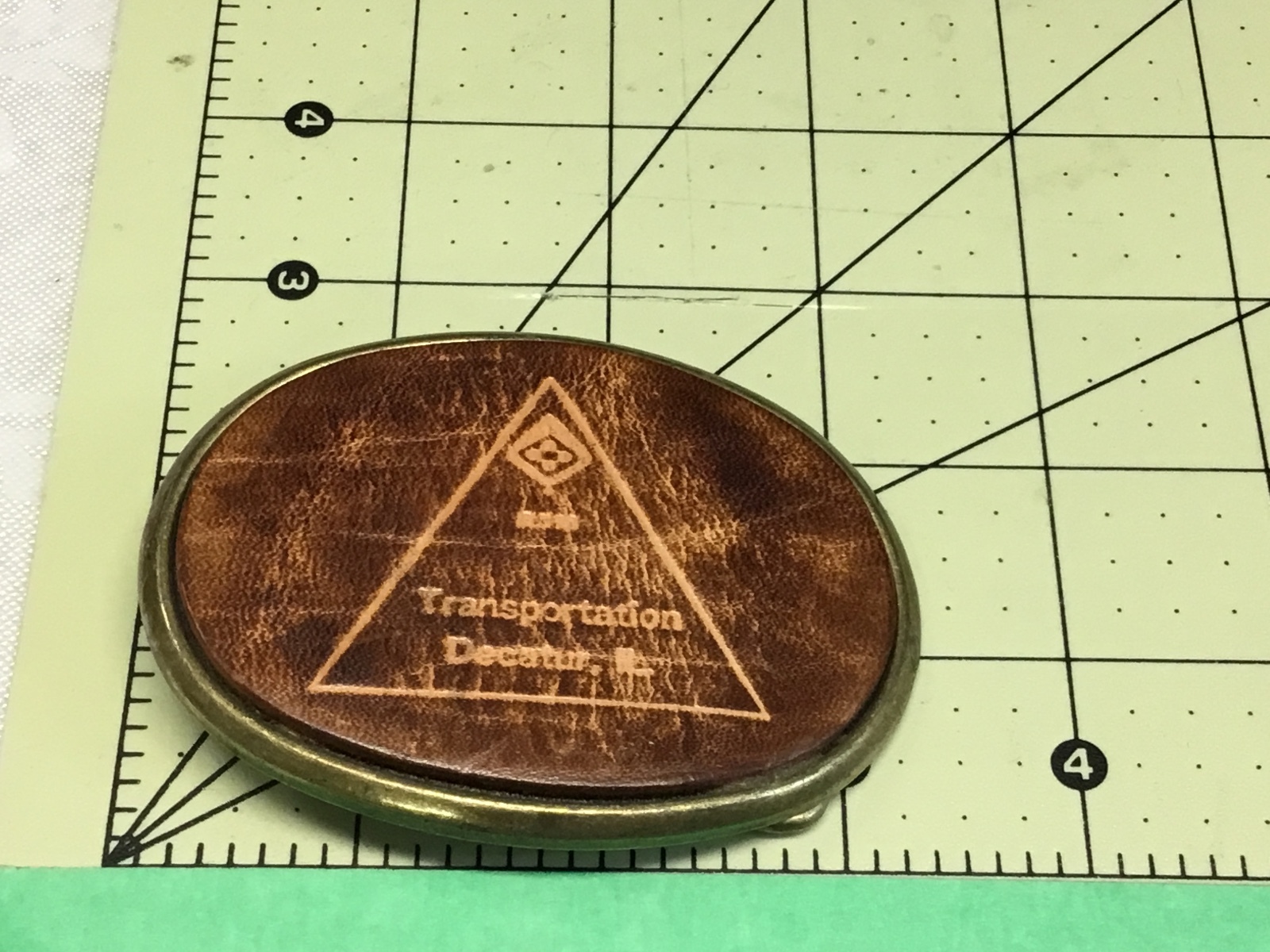 Decatur Illinois IL Leather Transportation Award Belt Buckle by El Cid