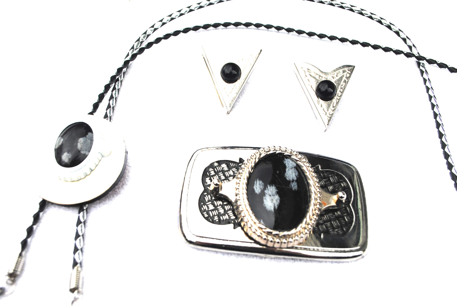 Western Belt Buckle, Bolo and Collar Tip Set