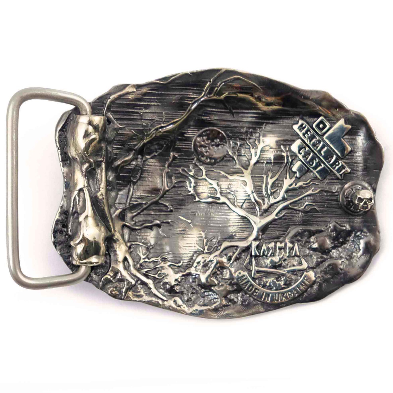 German silver belt buckle Raven, Crow belt buckle, Blackbird buckle