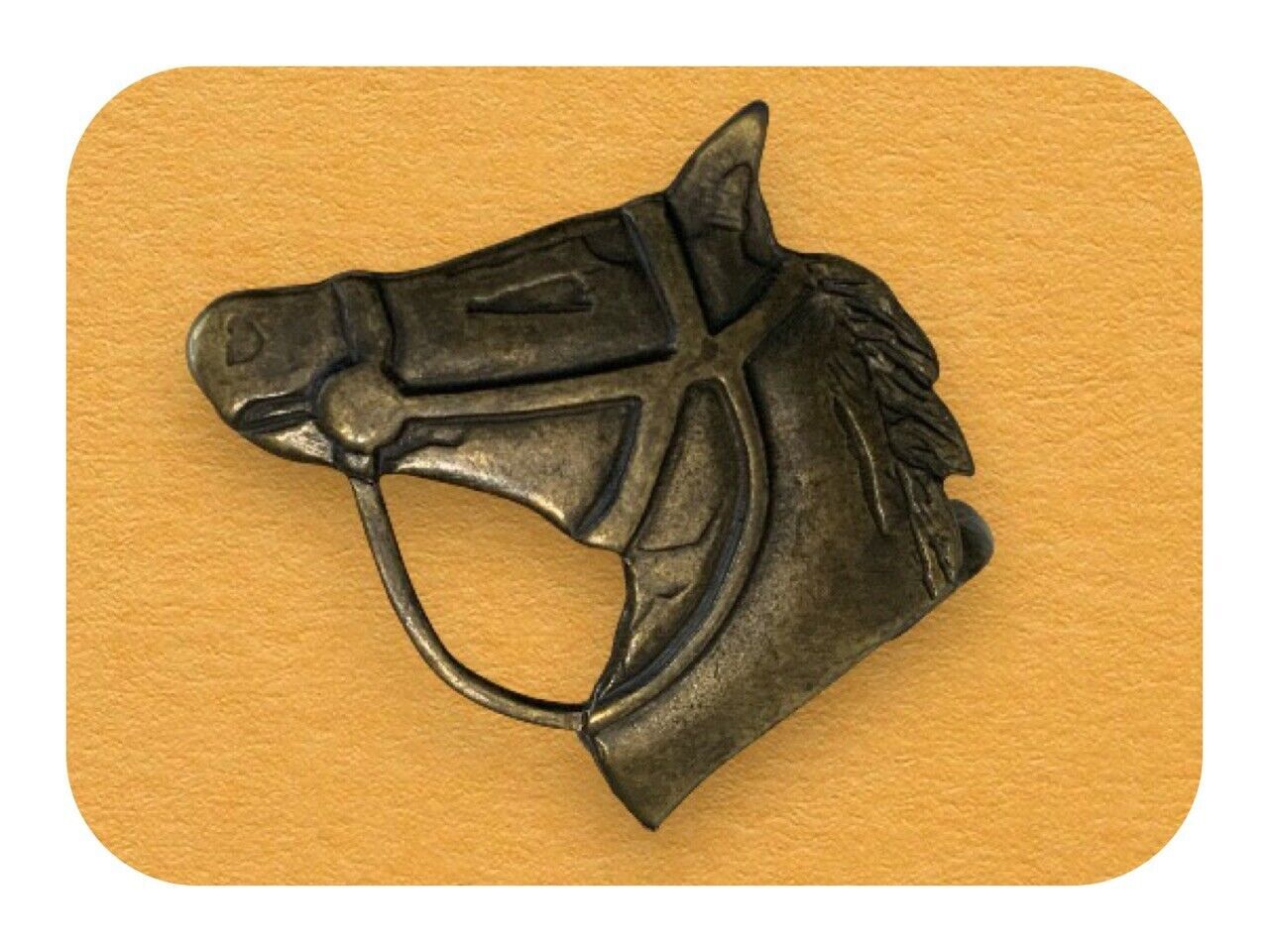Vtg Horse Head W/Bridle Belt Buckle-Made In Italy – 2½ x 2¼” – 100% Zinc – NWT