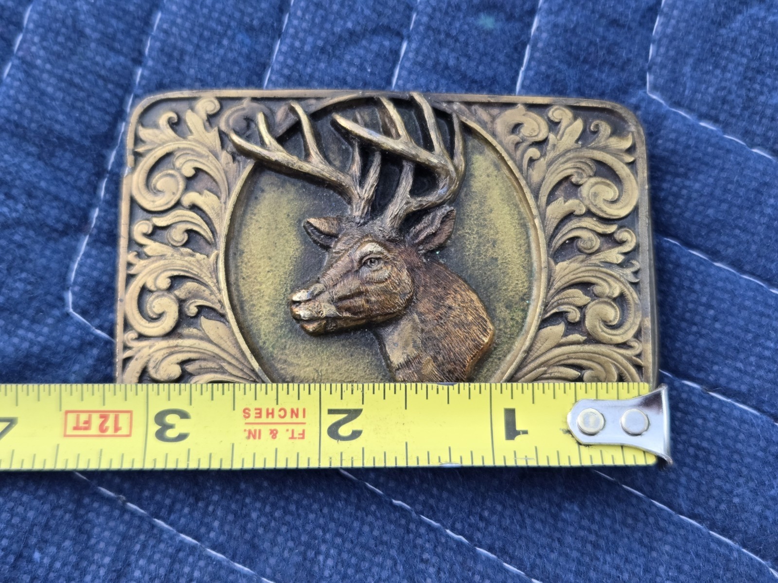 Vintage 1993 Bergamot F-76 Deer Belt Buckle in Gold Bronze Tones Made in USA