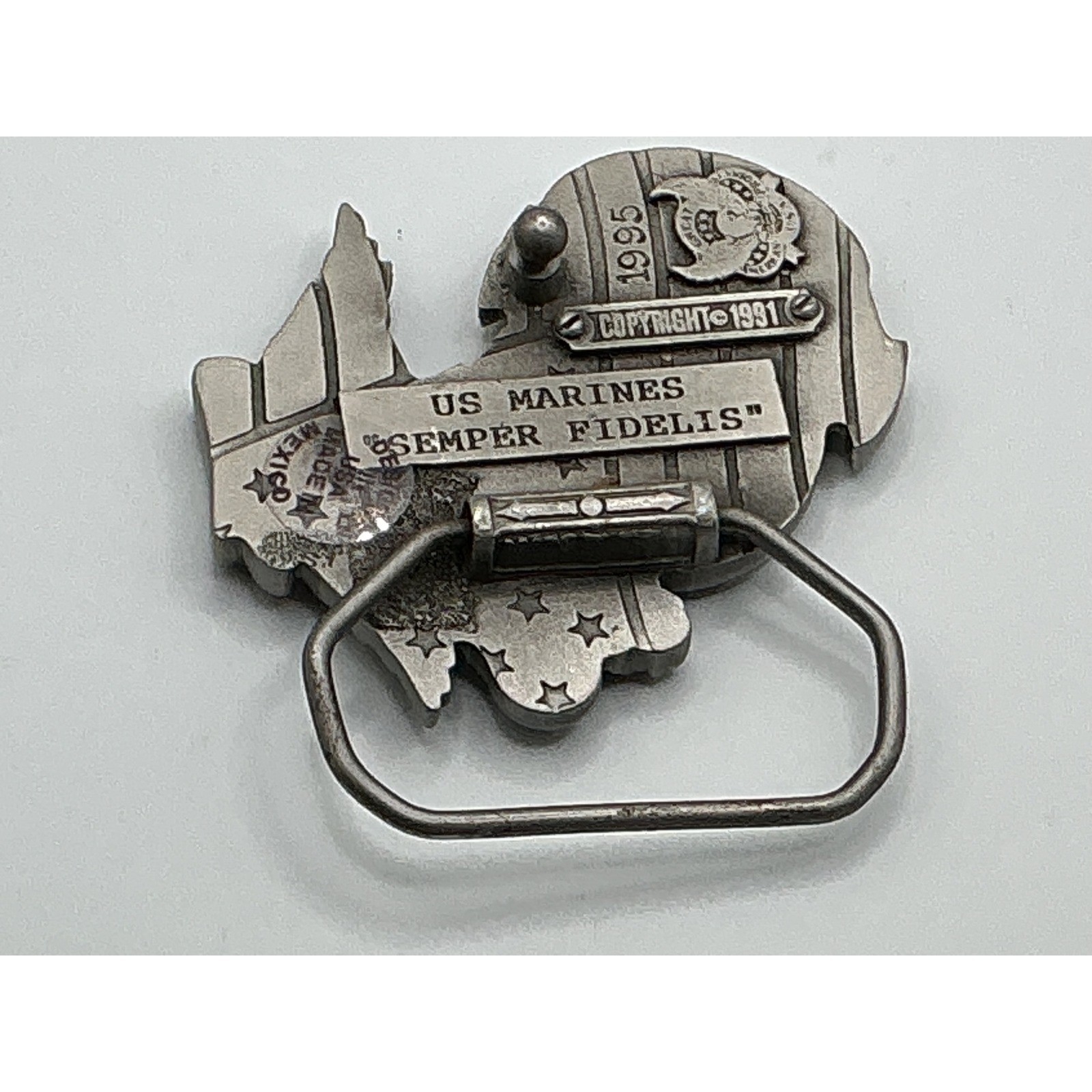 Vintage 1991 US Marines Semper Fidelis EGA Belt Buckle Great American Products