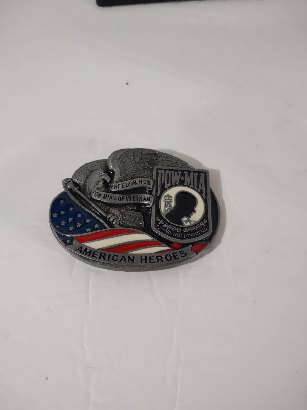 POW MIA You Are Not Forgotten Belt Buckle American Flag Patriotic Heros