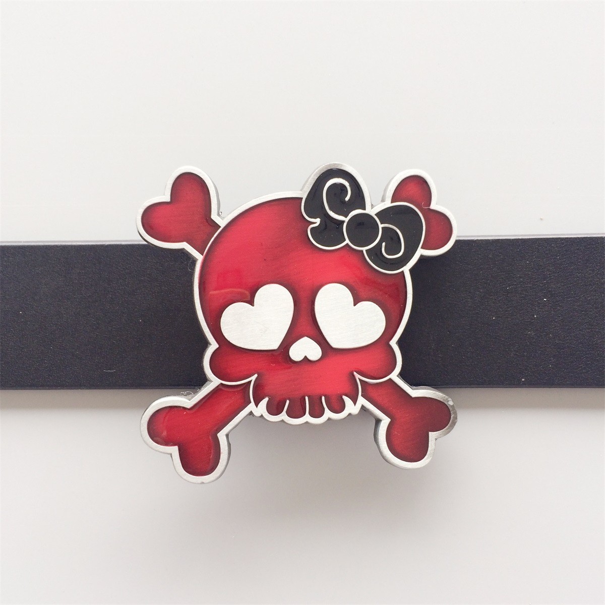 Vintage Dark Pink Enamel Punk Rock Emo Tattoo Skull Girl Wedding Belt Buckle