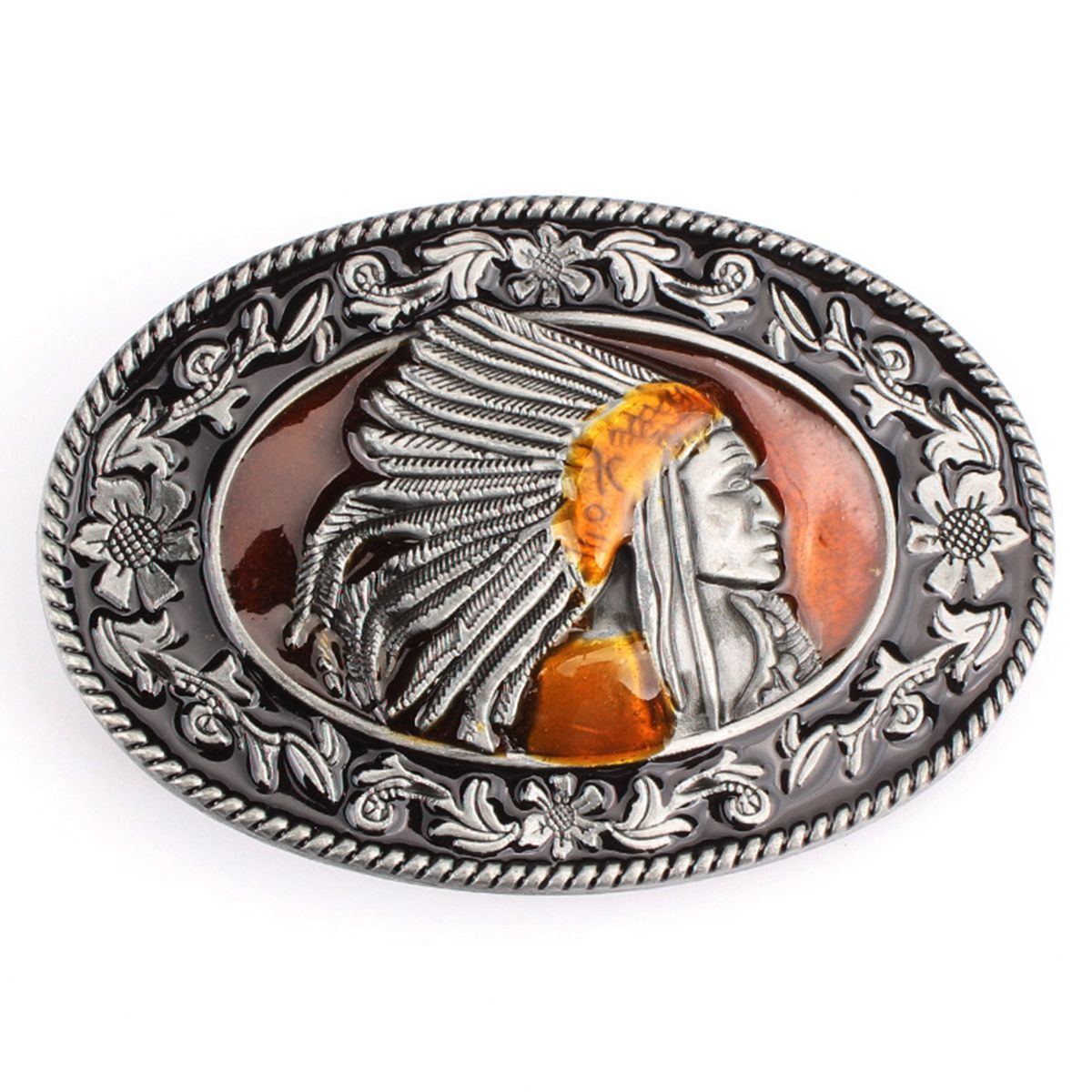 Indian Warrior Chief Belt Buckle Western Cowboy Native American (IW-07-S)