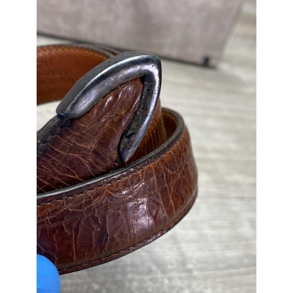 Trafalgar Kango Calf Belt Mens 34 Brown Leather Handmade USA Dress Buckle