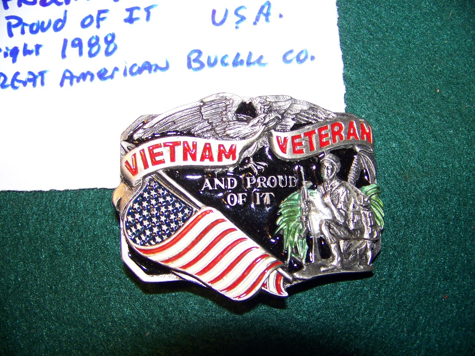 Vietnam Veteran Belt Buckle by Great American Buckle Co.